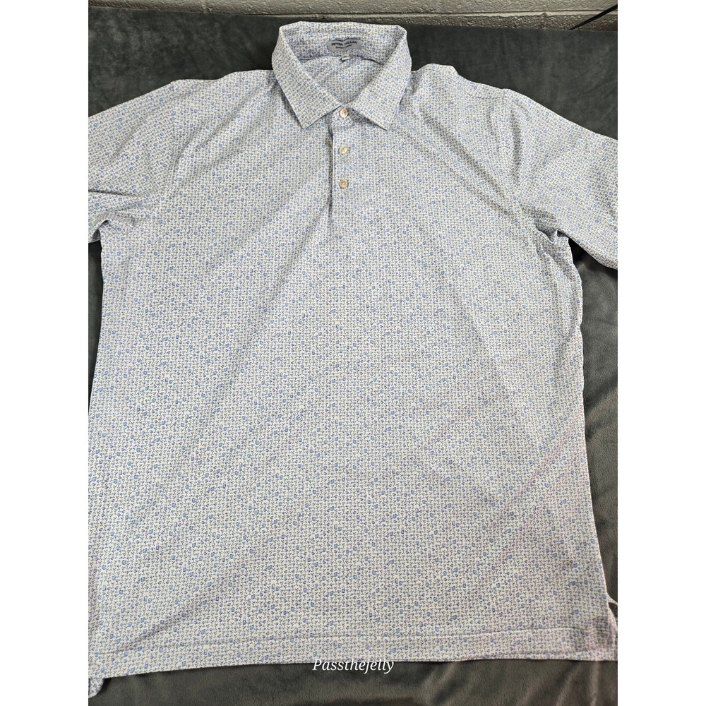 Peter Millar Light Blue Patterned Polo